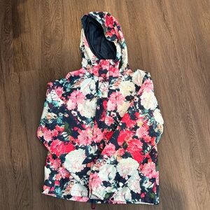 Girls The North Face Floral DryVent Hooded Rain Coat Size M/10-12